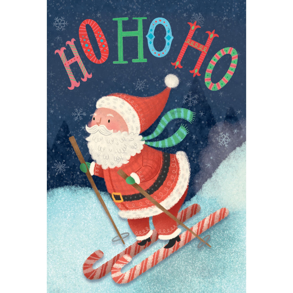 Skiing Santa Christmas Card