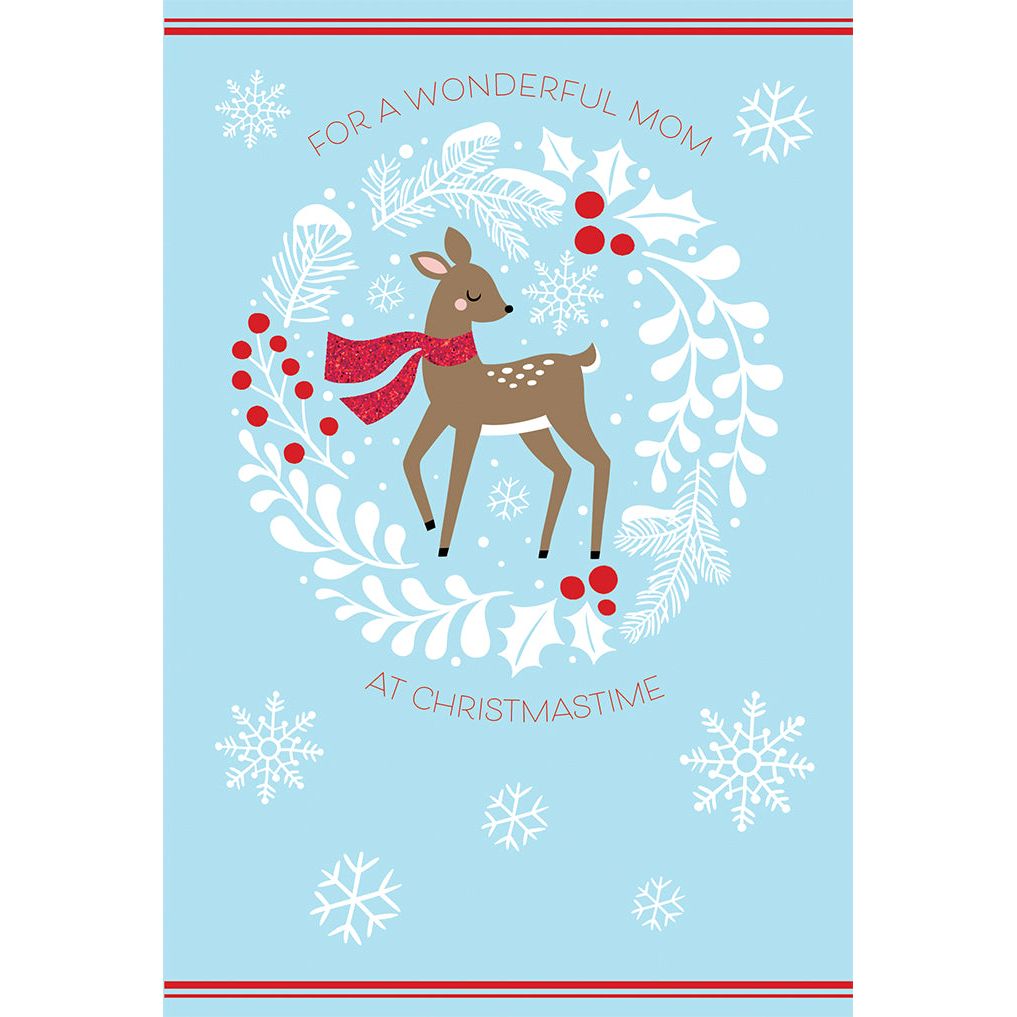 Reindeer In Circle Design Christmas Card Mother