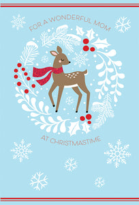 Reindeer In Circle Design Christmas Card Mother