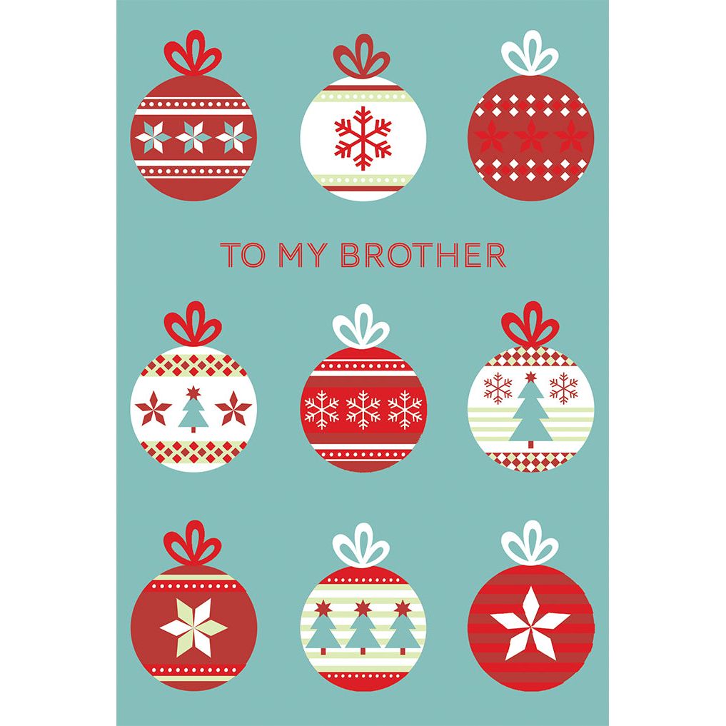 Nine Baubles Christmas Card Brother