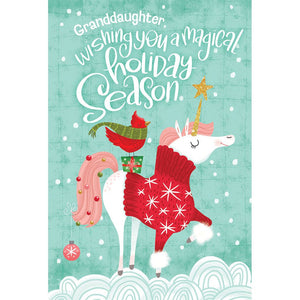 Unicorn Christmas Card Granddaughter