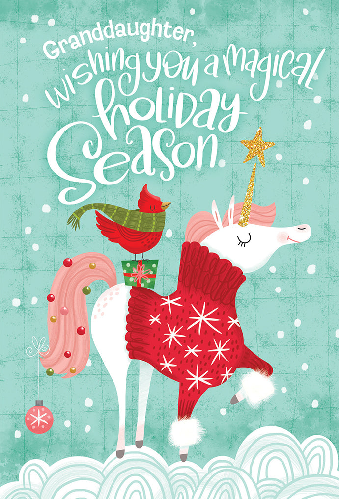Unicorn Christmas Card Granddaughter