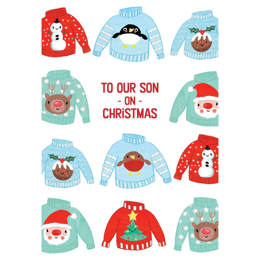 Pictura Christmas sweater with festive holiday design, perfect for a seasonal Christmas card for sons.
