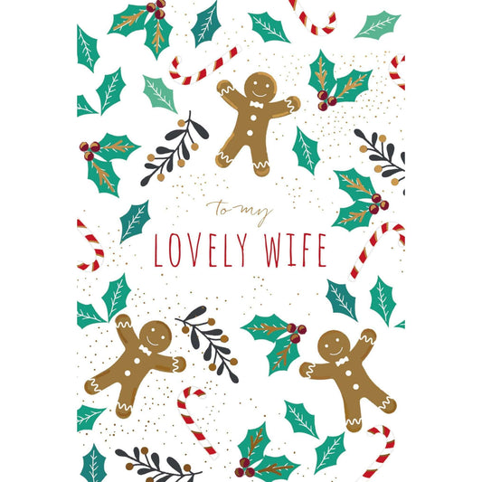 Tiny Gingerbread Christmas Card for Wife by Pictura, featuring festive holiday design with gingerbread cookie illustration.