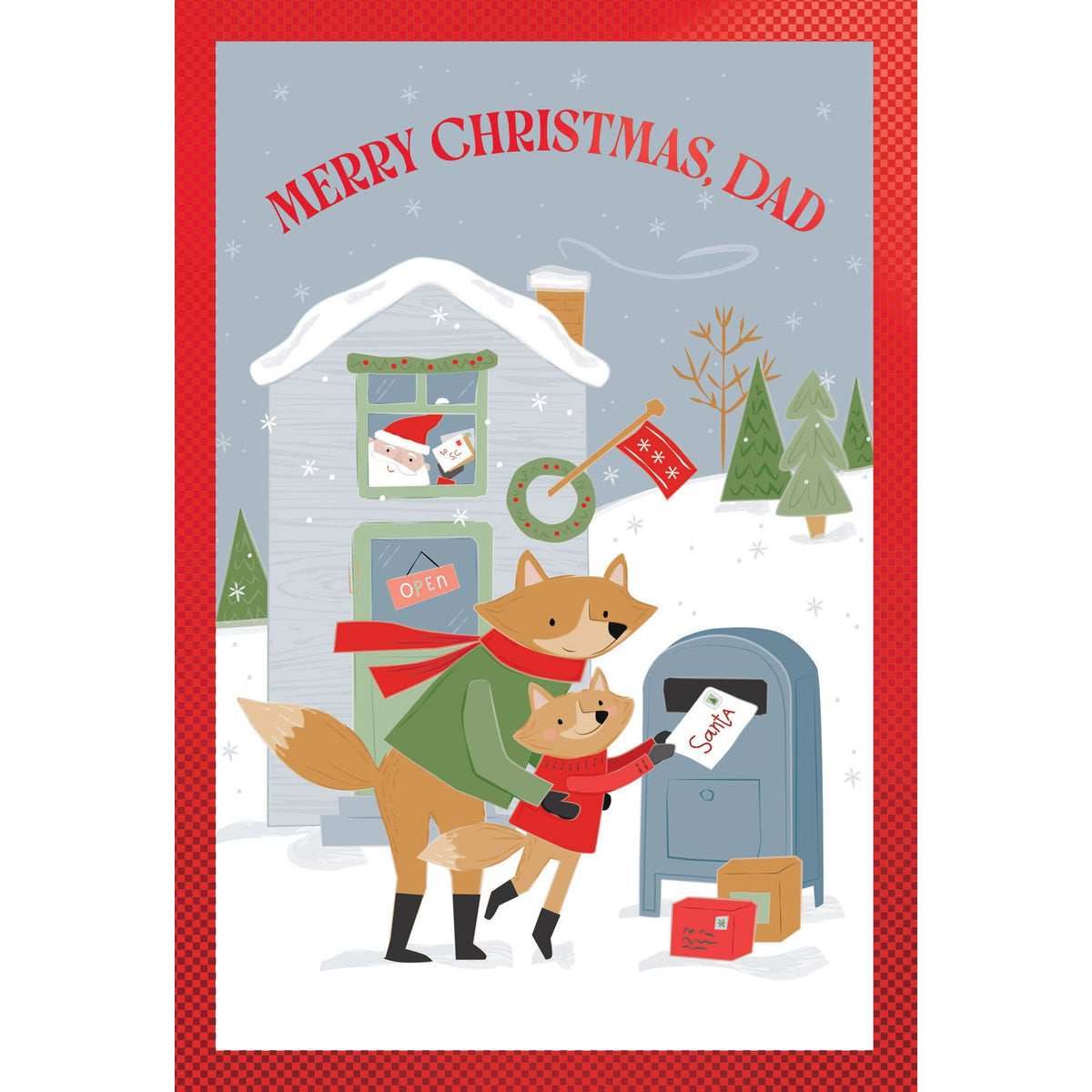 Post Office Foxes Christmas Card Father