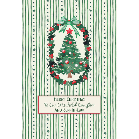 Pictura Tiny Tree Christmas Card featuring a daughter and husband in a festive seasonal design, with holiday-themed illustrations.