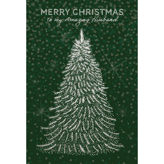Sparkling Tree Christmas Card for Husband by Pictura featuring festive holiday design with a glittering tree and seasonal greeting