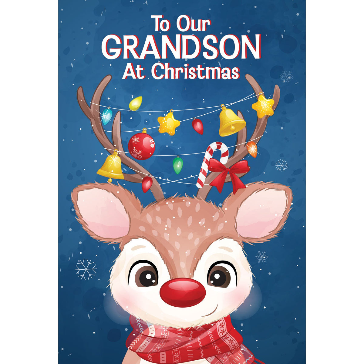 Cute Reindeer Christmas Card Grandson