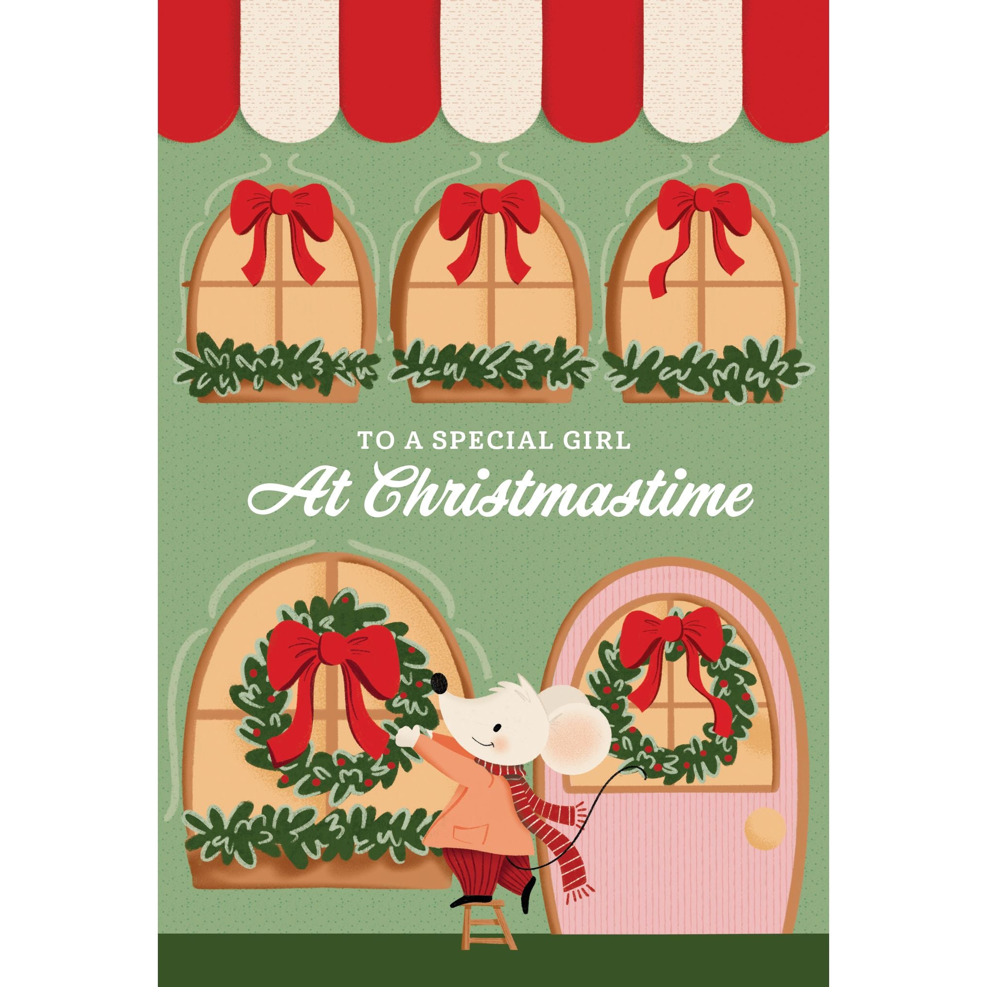 Whimsical Mouse Christmas Card Special Girl