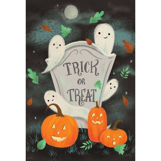 Halloween card featuring spooky tombstone ghosts design by Pictura, with ghostly tombstones and Halloween-themed elements on the front.