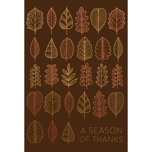 Autumn Leaves Thanksgiving Card by Pictura featuring fall leaf illustrations and warm seasonal designs.