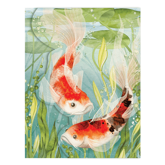 Purse pad featuring a colorful koi fish design by Pictura, soft fabric with vibrant aquatic illustration.