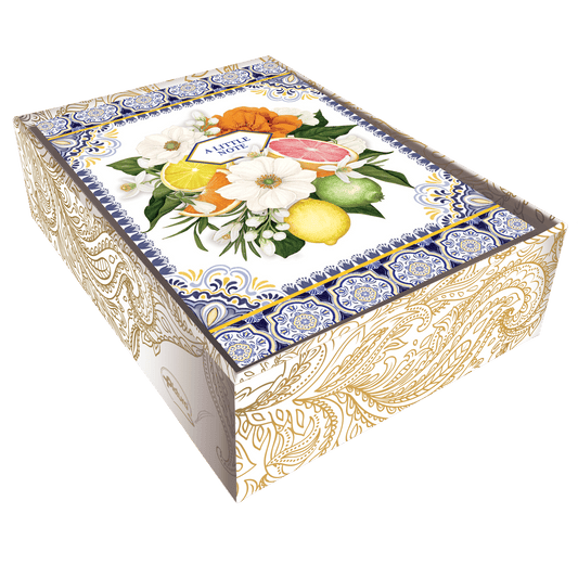 Set of Pictura Citrus Boxed Notes blank cards with colorful citrus fruit designs, ideal for writing messages or notes.