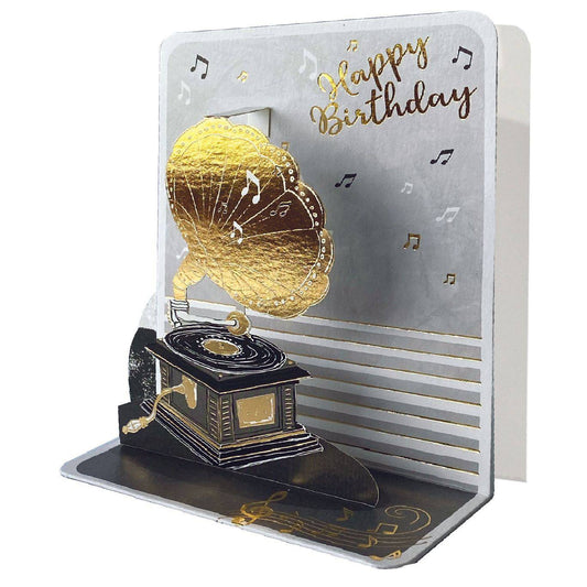 Small Pictura gramophone pop-up card with detailed paper craft design, perfect for greeting or special occasion cards.