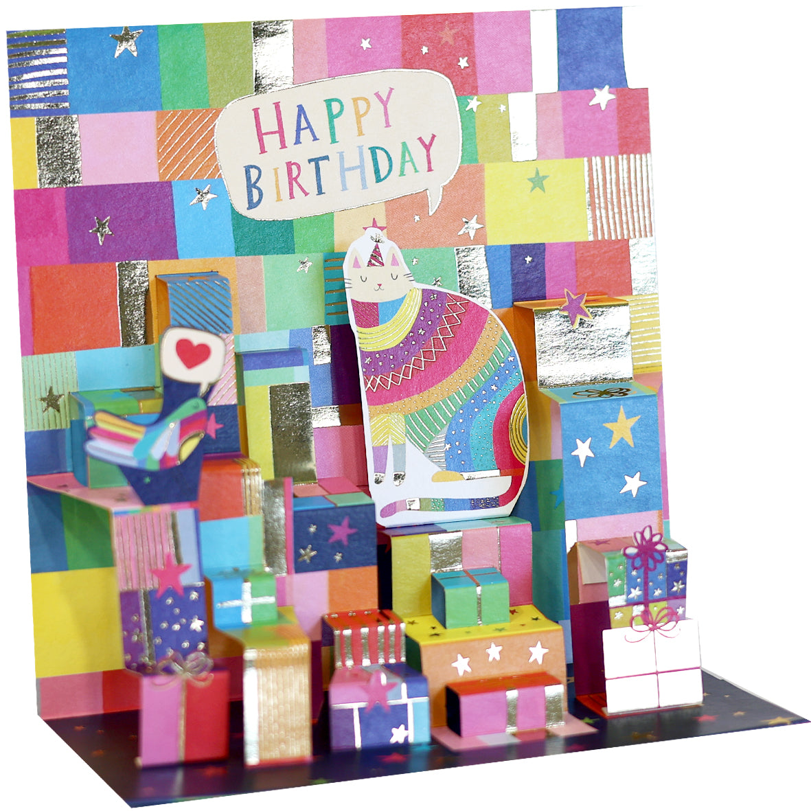 Pictura Happy Birthday large pop-up card featuring colorful 3D birthday cake and festive designs for special celebrations.