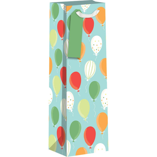 AB PICTURA bottle gift bags with colorful balloon designs, perfect for gift wrapping and celebrations.