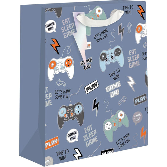 Medium Love Vivid Gaming gift bag with colorful gaming-themed design and handles for gift presentation.