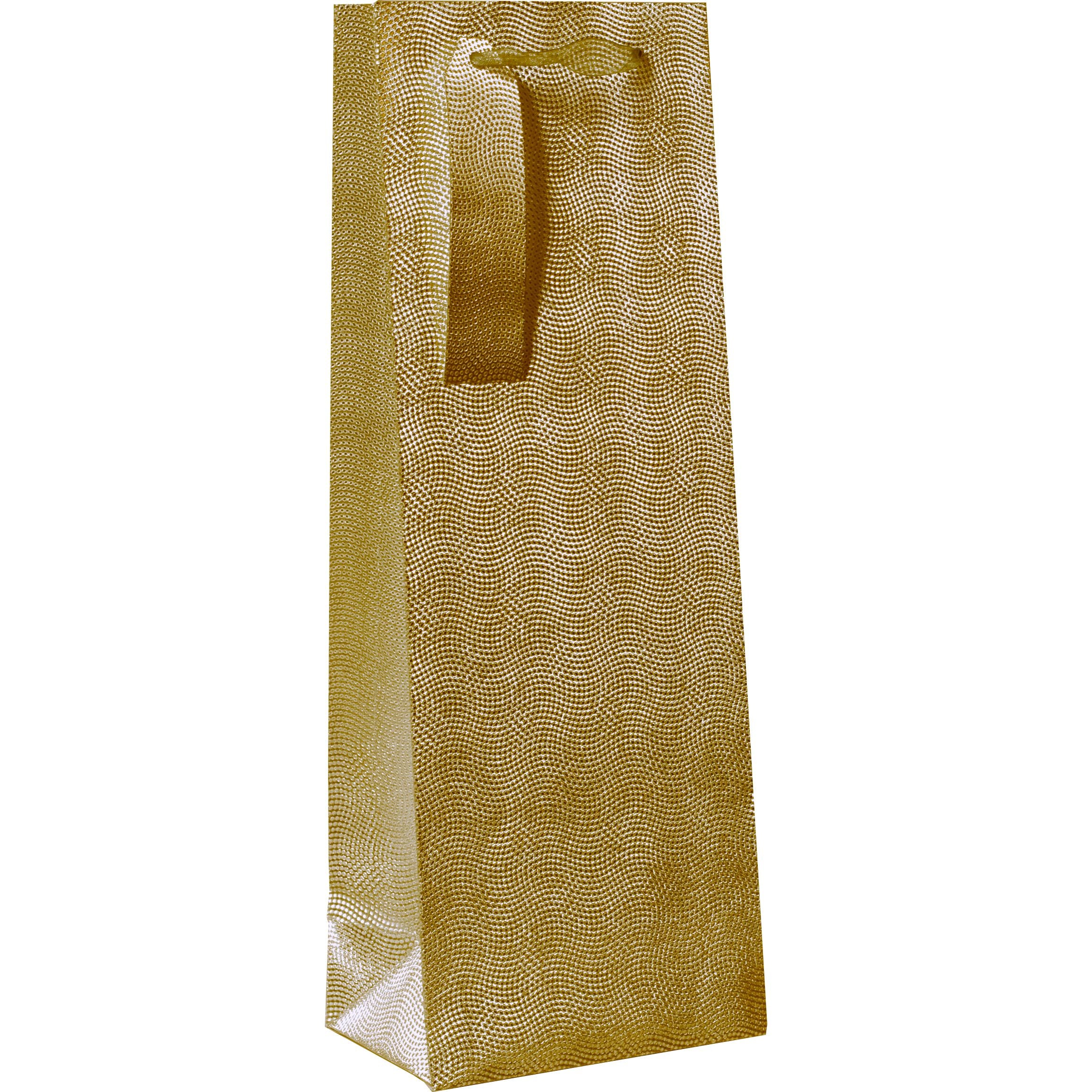 Gold glitter dot gift bag from AB PICTURA with handles, designed for bottles, featuring a festive and elegant gift presentation.