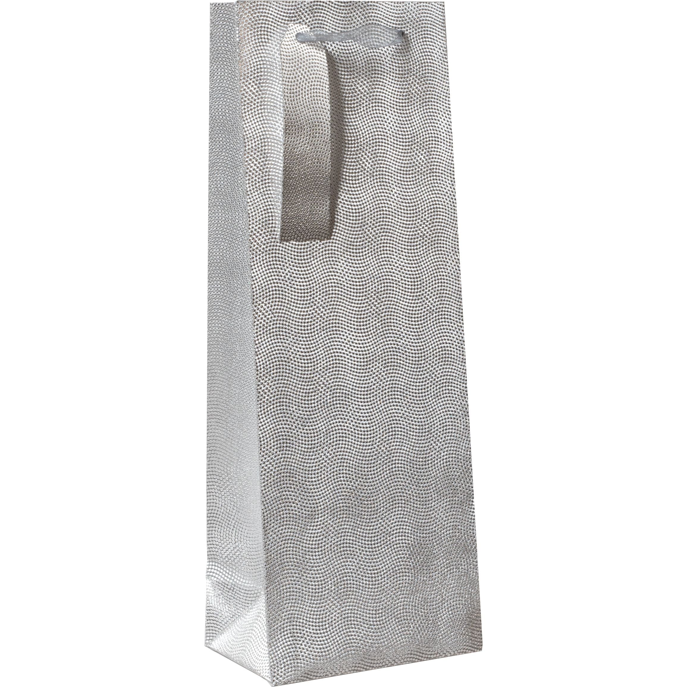 Silver glitter dot gift bag for bottles by AB PICTURA, featuring a stylish festive design with handles and decorative dots.