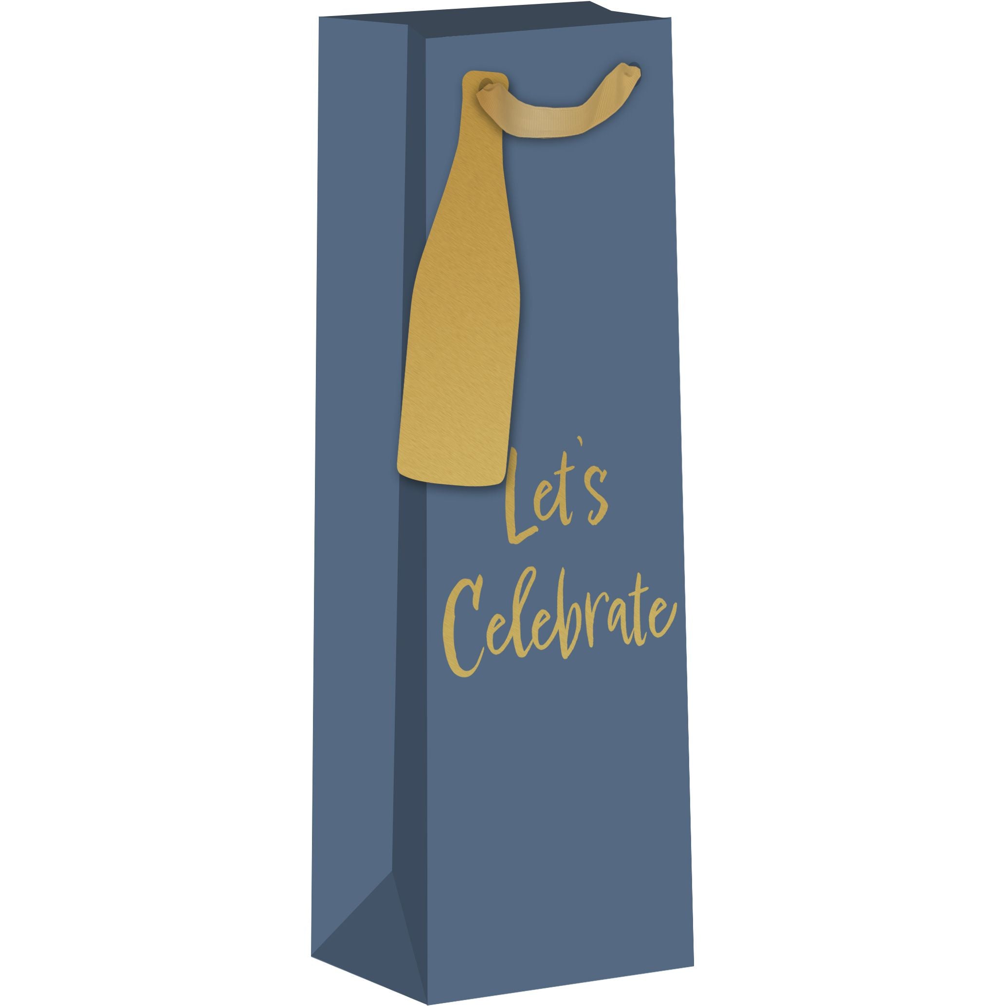 AB PICTURA bottle gift bag featuring colorful "Let's Celebrate" design, ideal for packaging bottles for special occasions.