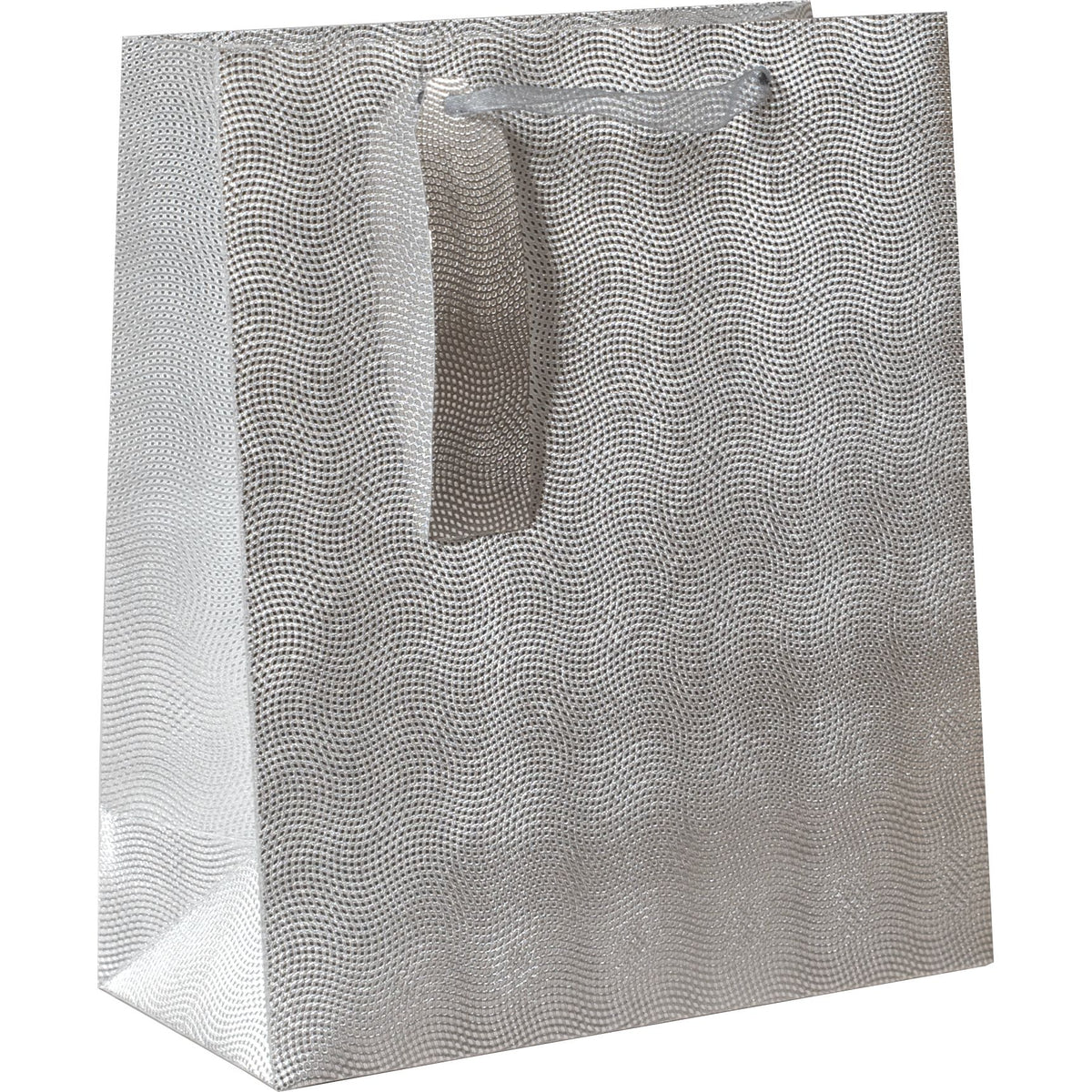 Silver glitter dot medium gift bags by AB PICTURA, featuring festive silver dotted design and sturdy handles for gift packaging.