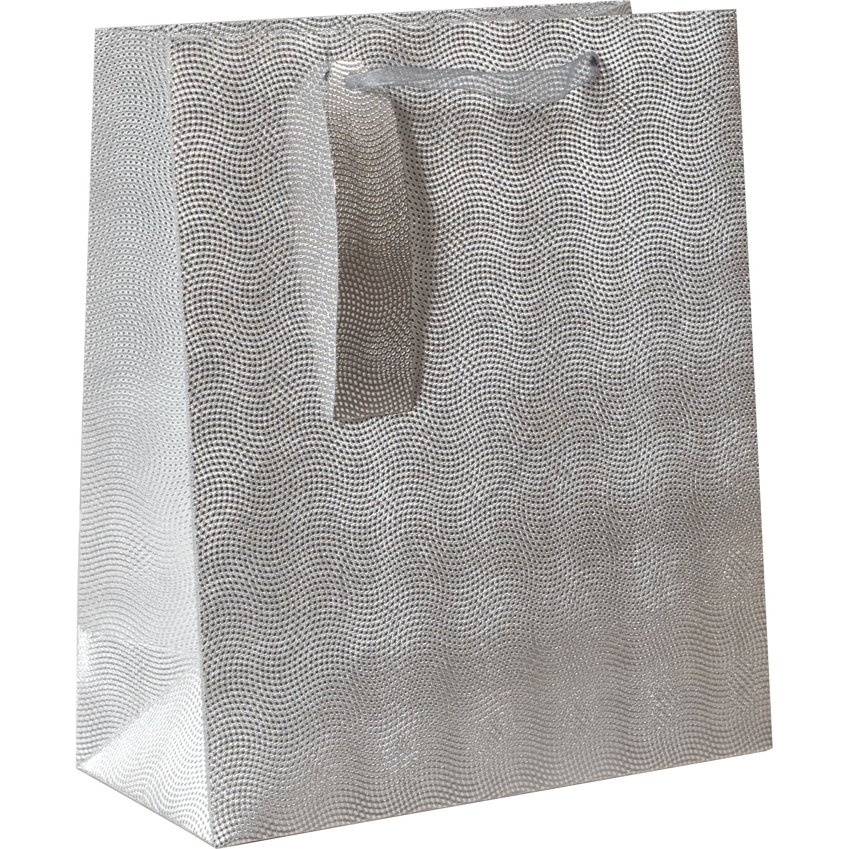 Silver glitter dot medium gift bags by AB PICTURA, featuring festive silver dotted design and sturdy handles for gift packaging.