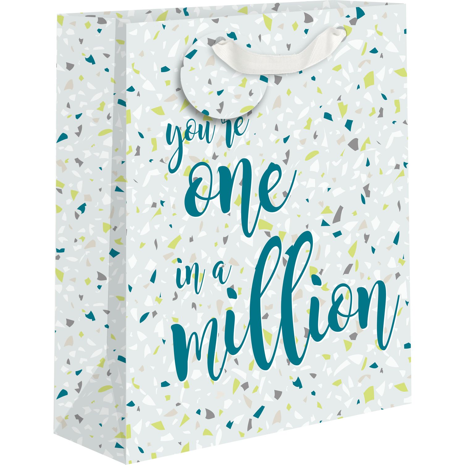 Medium AB PICTURA gift bag with "One in a Million" design, featuring colorful patterns and sturdy handles for gift packaging.