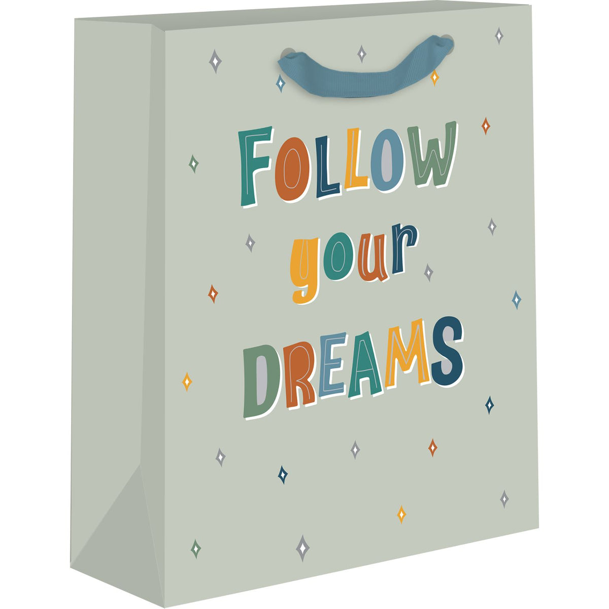 Medium AB PICTURA gift bags with "Follow your dreams" design, featuring colorful artwork and sturdy handles for gifting.