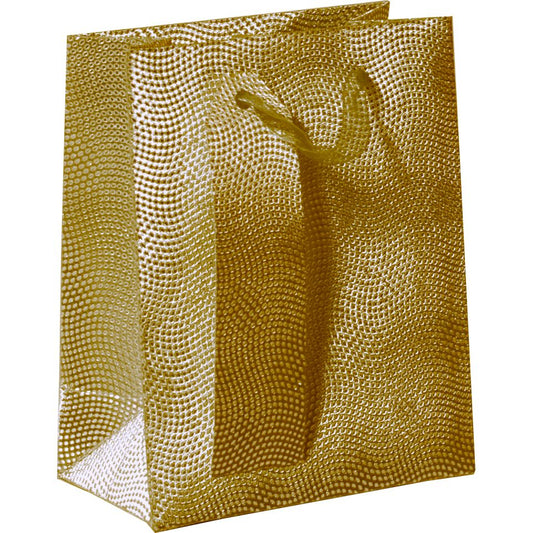 Small AB PICTURA gift bags with gold glitter dot design, perfect for wrapping small presents or party favors.
