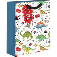 Medium AB PICTURA Dino gift bag with colorful dinosaur design, perfect for party favors or gift wrapping.
