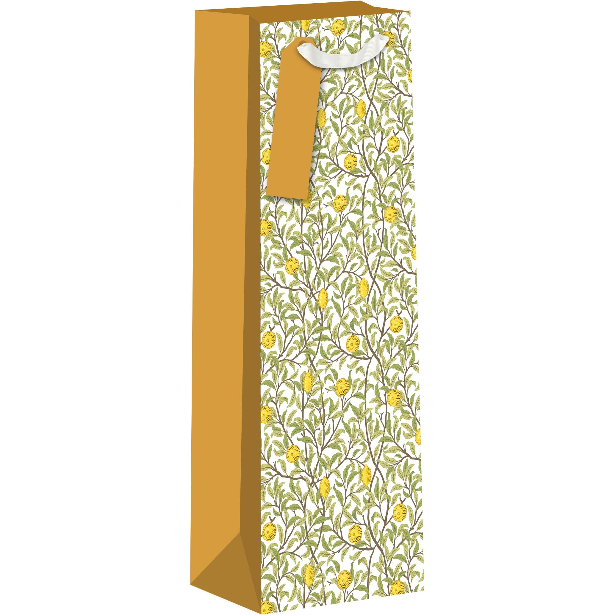 Tropical fruit-themed gift bag from AB PICTURA with vibrant fruit illustrations, designed for gifting bottles.