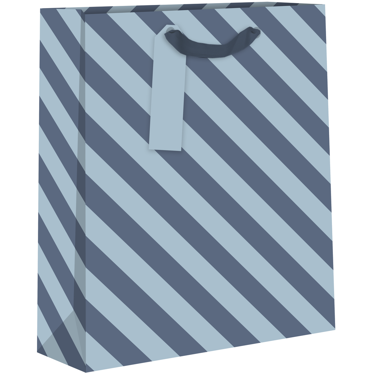 Large striped blue gift bag from AB PICTURA with handles, perfect for gifting occasions.