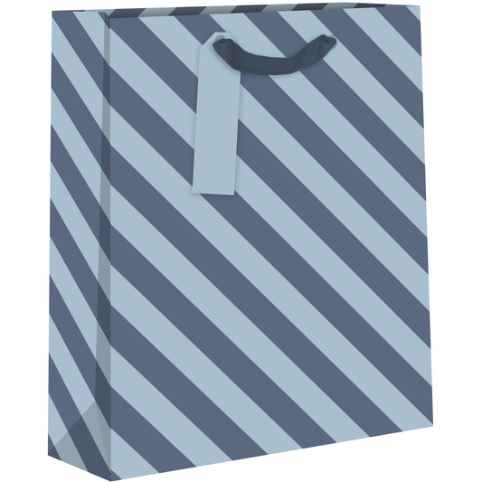 Large striped blue gift bag from AB PICTURA with handles, perfect for gifting occasions.