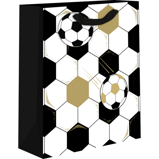 Medium AB PICTURA soccer-themed gift bag with soccer ball and grass design, perfect for sports gifts and celebrations.