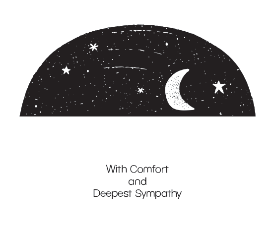 Moon Sympathy Card from Cardmore featuring a gentle moon illustration, suitable for expressing condolences and thoughtful sentiments.
