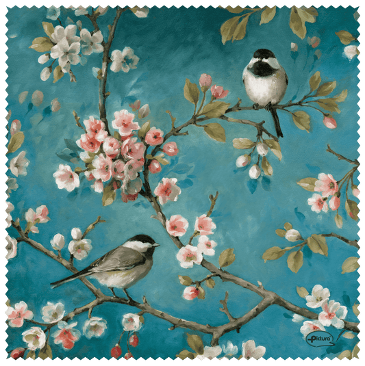 Painted Birds Smart Cloth by Pictura featuring colorful bird illustrations on soft, smart fabric for versatile use.