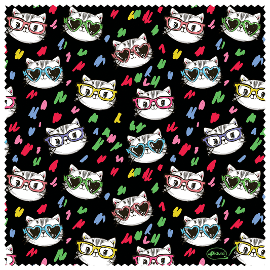 Pictura Cats Smart Cloths sunglasses with sleek black frames and tinted lenses, stylish eyewear for cat lovers.
