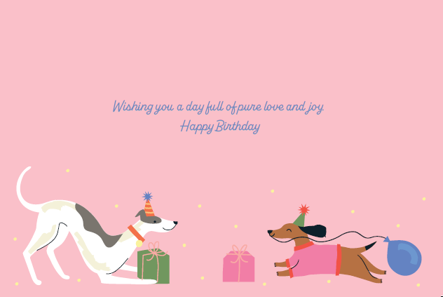 Celebrating Pups Birthday Card Spinning Wheel
