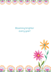 Pictura Blooming Bright Birthday Card featuring colorful floral design and cheerful message, ideal for celebrating birthdays.