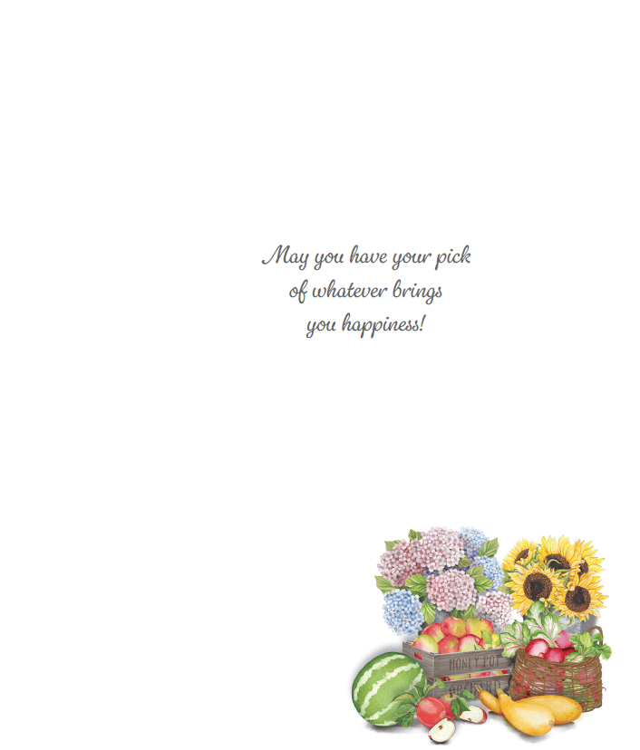 Pictura Market Birthday Card from Everyday Cards collection, featuring colorful market scene with festive birthday design.
