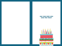 Patterned birthday cake birthday card from Pictura featuring colorful cake design, perfect for celebrating birthdays.