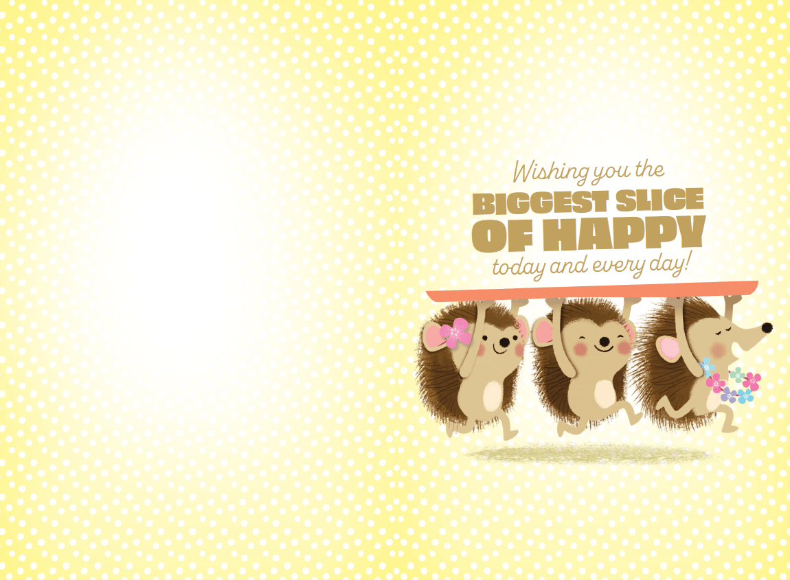 Cute hedgehogs birthday card from Pictura featuring adorable hedgehog illustrations, perfect for celebrating special occasions.