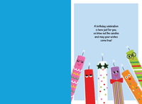 Pictura Party Time Candles birthday card featuring colorful candle illustrations and cheerful greeting design.