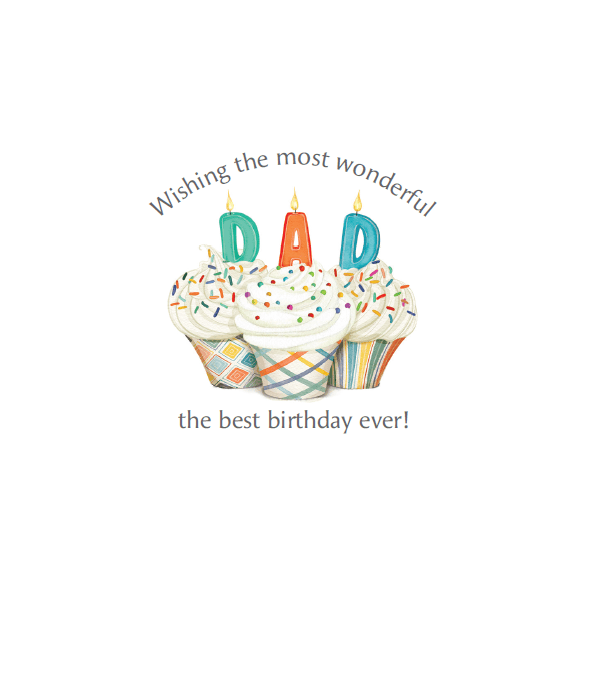 Pictura Dad Cupcakes birthday card featuring colorful cupcake illustrations and heartfelt message for fathers.