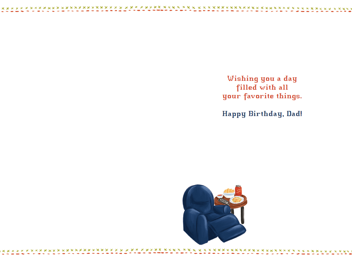 Pictura Recliner Birthday Card for Father featuring a cozy armchair design, perfect for celebrating Dad's special day.
