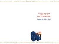 Pictura Recliner Birthday Card for Father featuring a cozy armchair design, perfect for celebrating Dad's special day.
