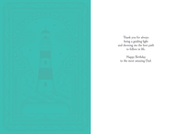 Pictura Lighthouse Birthday Card for Father featuring a lighthouse illustration, suitable for celebrating birthdays with a nautical theme.