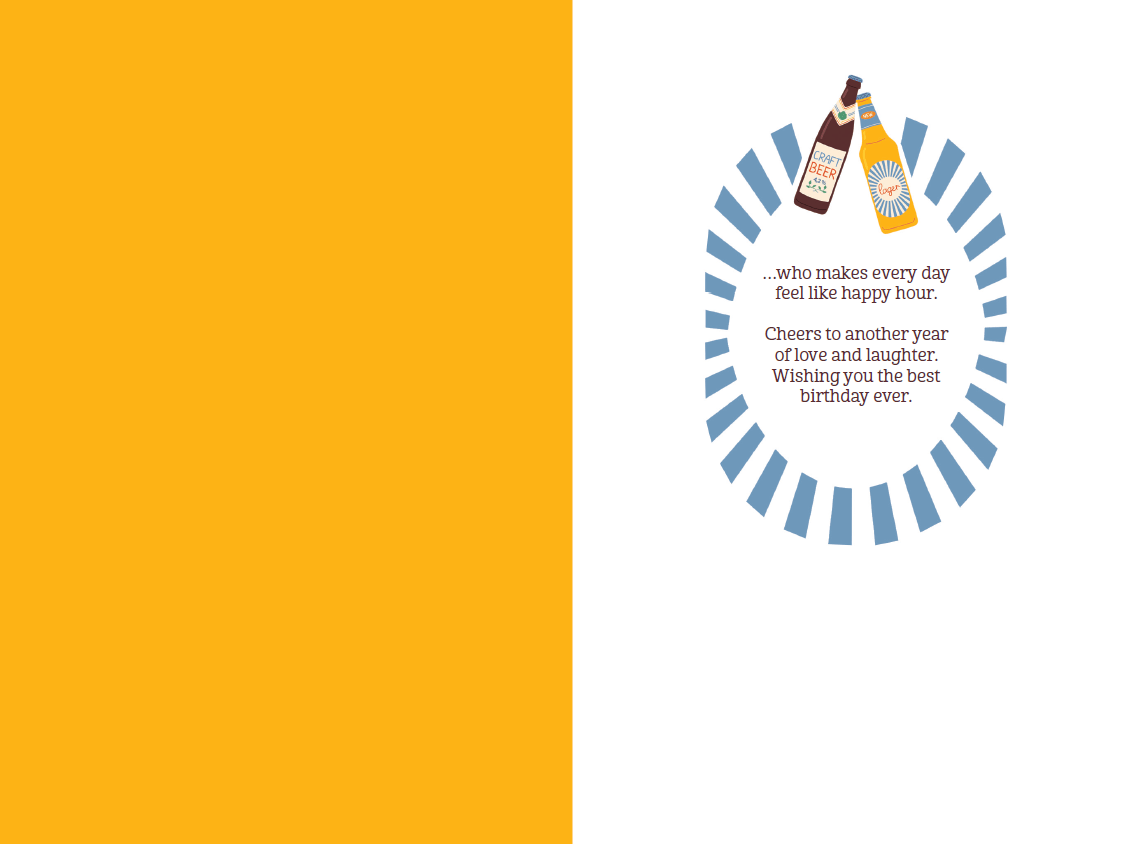 Pictura birthday card featuring beer bottles design for husband, ideal for celebrating birthdays with a fun, everyday greeting card.