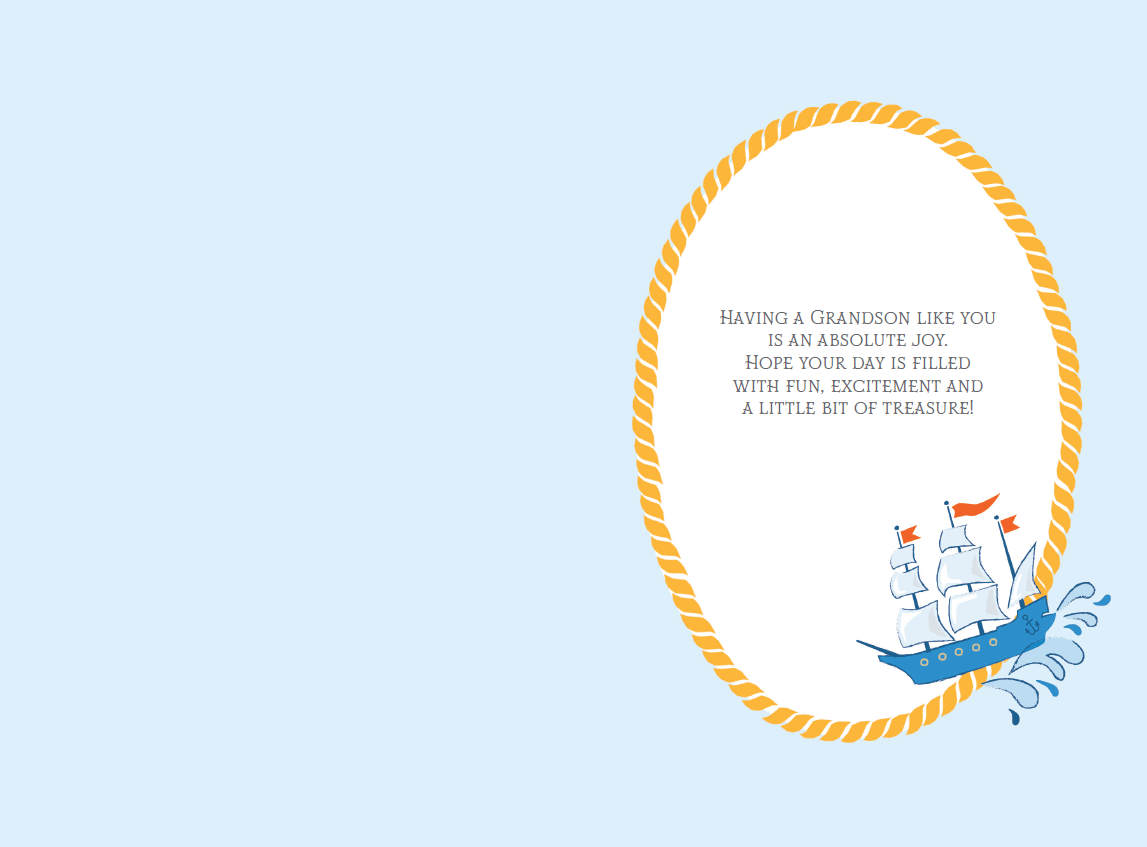 Pictura Ahoy Birthday Boy card featuring colorful maritime design for a grandson's birthday celebration.