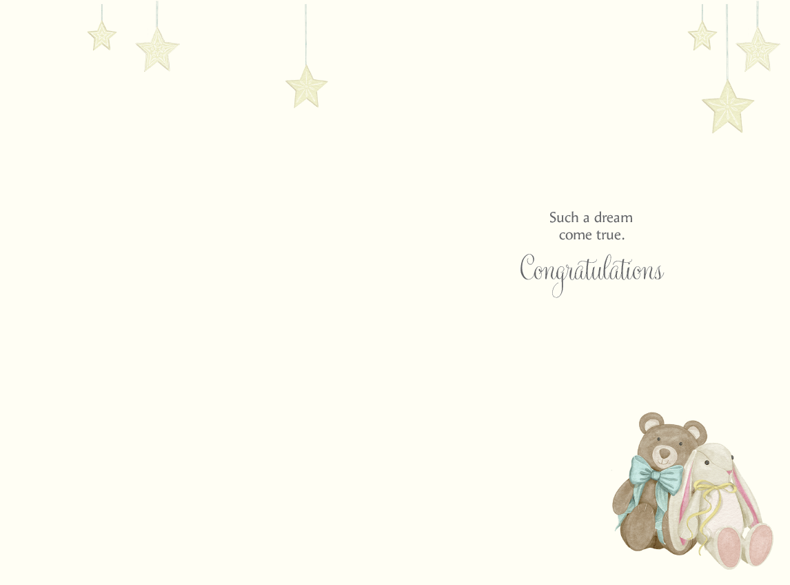 Pictura Bassinette Scene Baby Card featuring a cute baby sleeping in a crib, ideal for everyday greeting cards.